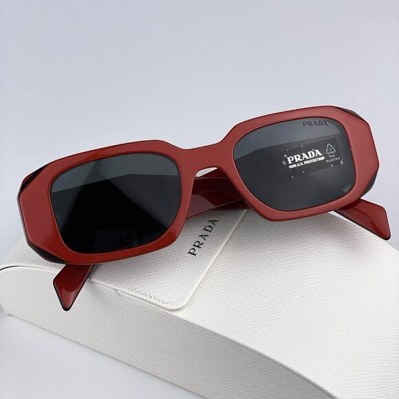 NEW Prada PR17WS 12N5S0 Orange Black Dark Grey Rectangle Unisex Sunglasses - Picture 1 of 12